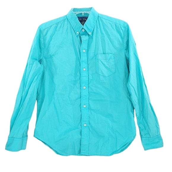 Chubbies Nutter Button Up Shirt Mens M Teal Blue Long Sleeve Pocket Cotton USA - Picture 1 of 12